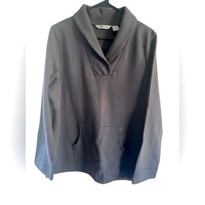 Orvis Sweatshirt Charcoal Gray Fleece Kangaroo Pocket Pullover Sz L NEW